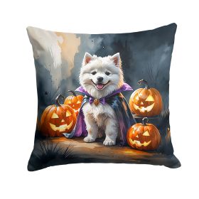 Samoyed Puppy Halloween Throw Pillow Machine Washable, Indoor Outdoor Decorative Pillow for Couch, Bed or Patio, 18Hx18W